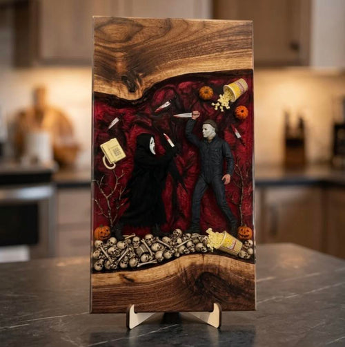 Ghostface vs Michael — horror cutting and serving board